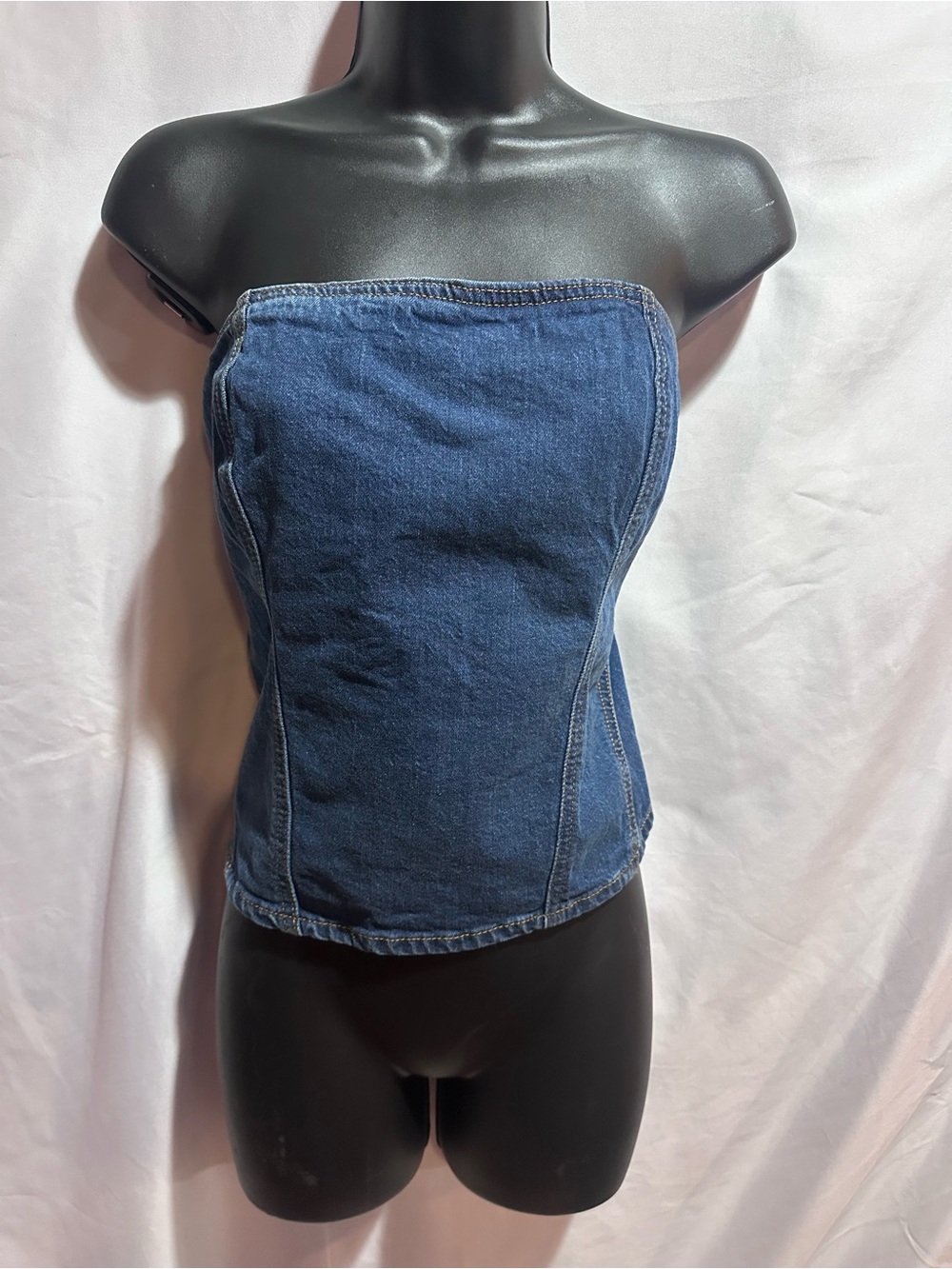 Universal Thread Strapless Blue Denim Corset Top